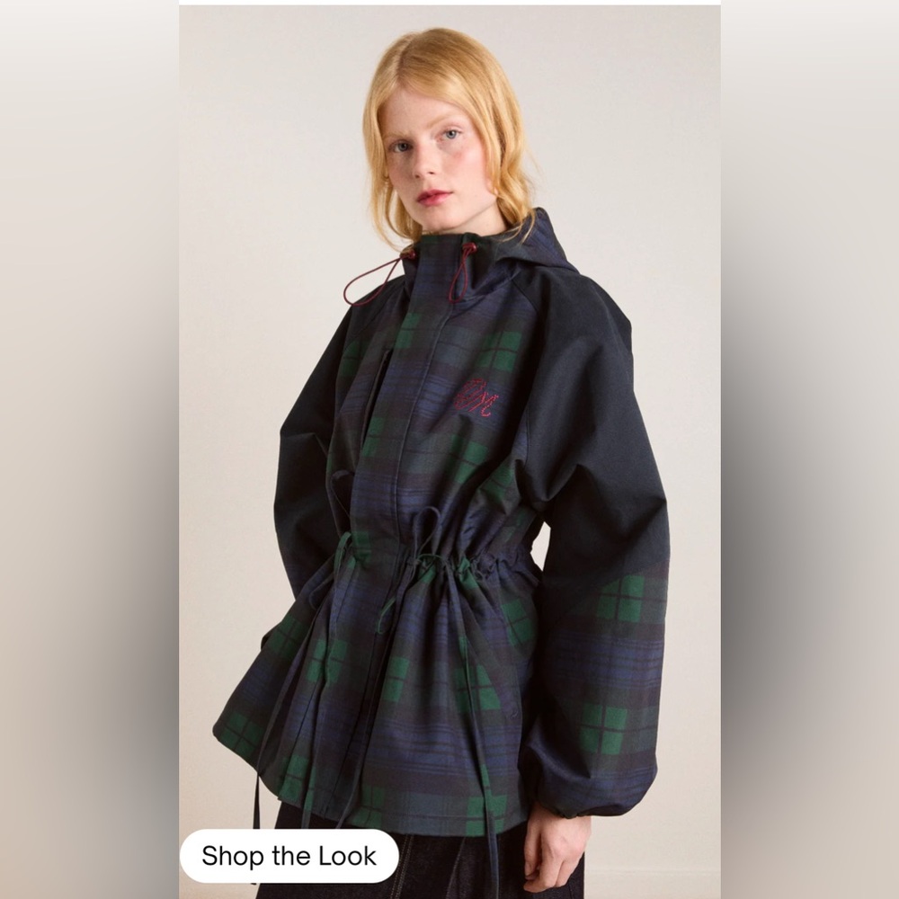 ISO Damson Madder Shower Resistant Raincoat - Navy Check - Picture 2 of 4